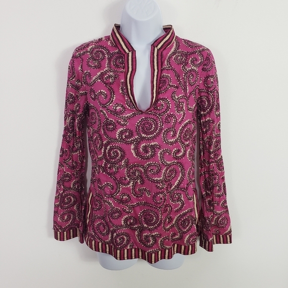 Tory Burch printed cotton tunic pink - Picture 1 of 8